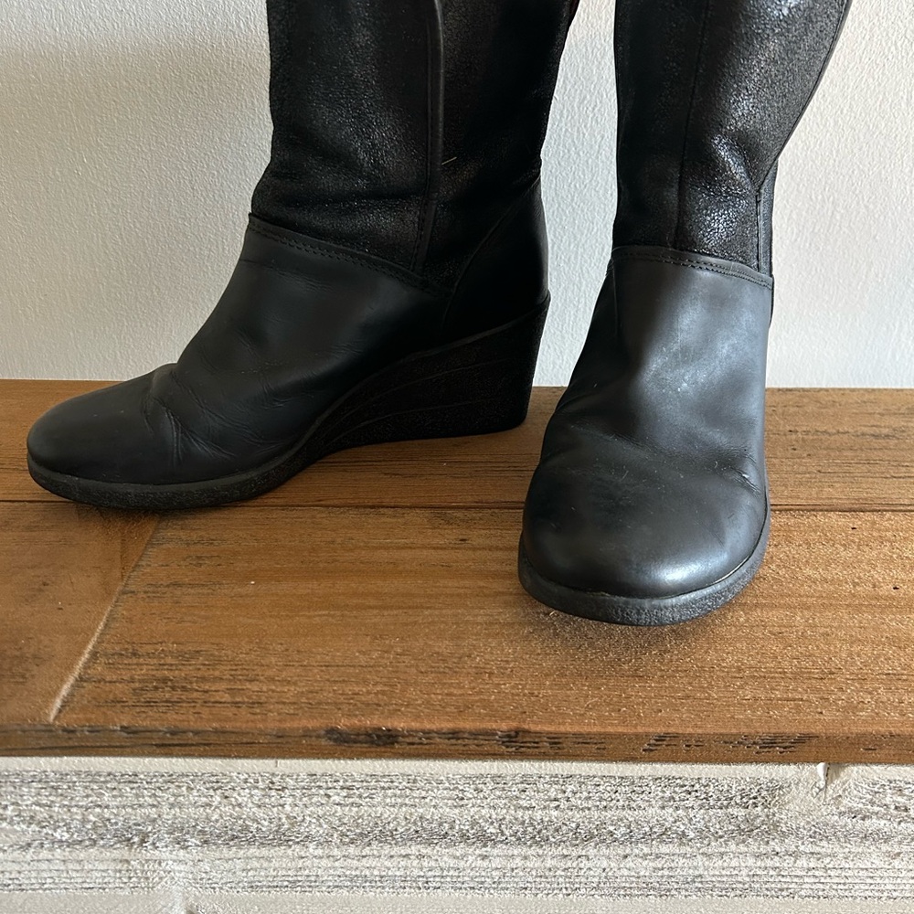 UGG  Black Wedge Heel Boots